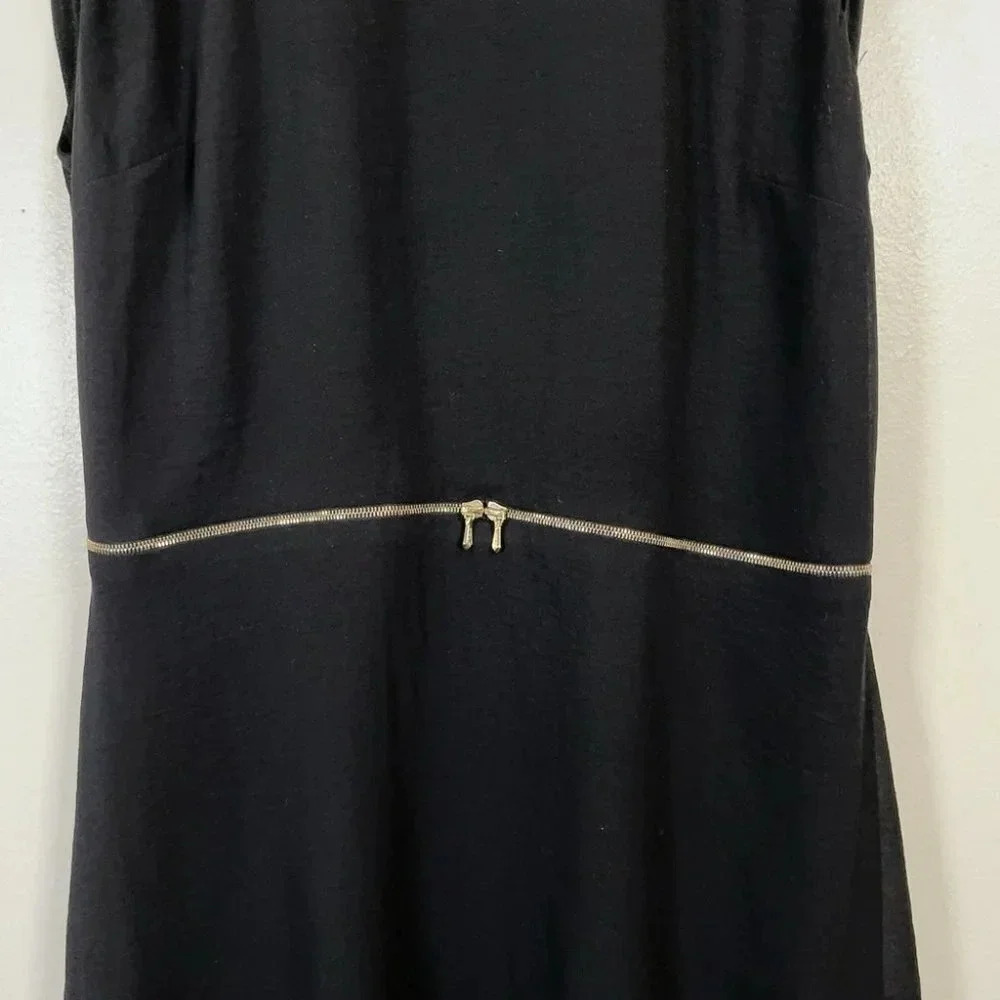 Sandro Paris Fit And Flare Gold Tone Waist Chiffon Black  Dress - Picture 9 of 16